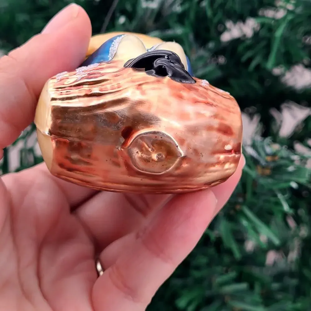 Old World Christmas Ornament GNOME Playing Accordion on Log Inge-Glas Germany